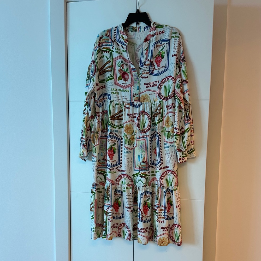 Vintage Multicolor Graphic Midi Dress